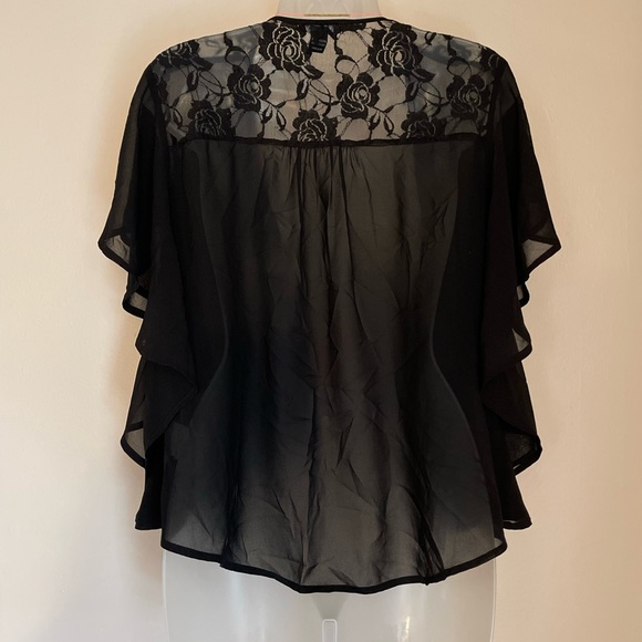 Goth Black Sheer Open Front Cardigan Lace M - Picture 3 of 3